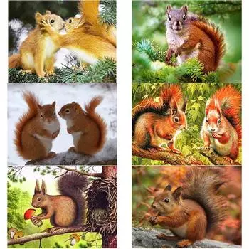 DIY 5D полная круглая алмазная живопись животные белка Алмазная вышивка Алмазная мозаика вышивка крестом пейзаж домашний декор Full Round 20x25CM