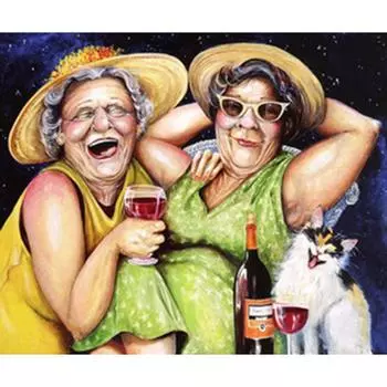 DIY 5D полная квадратная алмазная вышивка толстые старушки пьют пиво алмазная живопись вышивка крестиком мозаика со стразами с новым годом Full Round 20x25CM