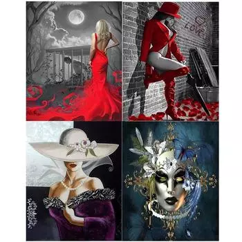 DIY 5D Полный дрель Алмазная картина Женщина Искусство Вышивка Крестом Мозаика Домашний Декор Подарок Full Round 20x25CM