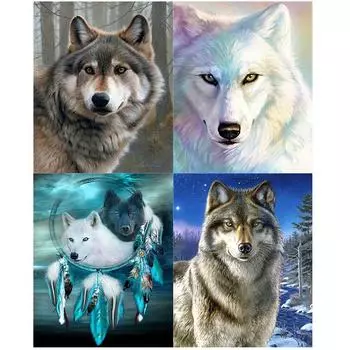 DIY 5D Полный дрель Алмазная картина Животное Волк Вышивка Крестом Мозаика Домашний Декор Подарок Full Round 20x25CM