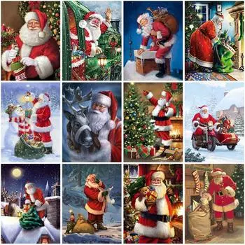 DIY 5D Рождественская алмазная живопись, полный круглый Санта-Клаус, вышивка крестиком, стразы, наборы картин из бисера, настенный художественный подарок, домашний декор Full Round 20x30CM