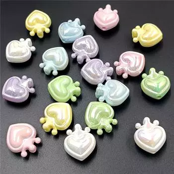 DIY 5Pcs UV Dazzle Necklace Heart Loose Beads Handmade Material Jewelry Accessories Fashion Bracelet Peach синий