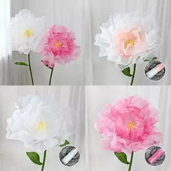 DIY 75CM Artificial Mesh Red Yarn Flower Peony Peony Big Flower Wedding Decoration Stage Window Decorations