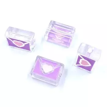 DIY акрил мультфильм 4 шт. изготовление ювелирных изделий свободные бусины браслеты ожерелье серьги прозрачный эмалевый конверт фурнитура милые бусины фиолетовый