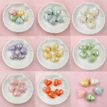DIY акрил персиковое сердце свободные бусины материалы макарон ювелирные изделия 19 * 16,5 мм браслет бусины аксессуар 5 шт. мобильный телефон цепочка огранка любовь бусины аксессуары разноцветный