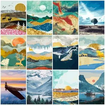 Diy Алмаз Живопись Пейзаж Восход Пейзаж Живопись Холст Картина Украшение Семьи Полный раунд Full Round 20x30CM