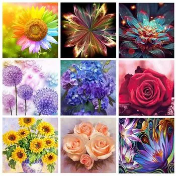 Diy Алмазная картина 5d Пейзаж Цветок Цвет розы Алмазная инкрустация Вышивка Ручная работа Набор крестиков 30x30 Украшение дома Full Round 20x20CM