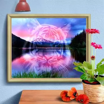 DIY Алмазная картина 5D Тигр Вышивка Животное Домашнее украшение Мозаика Подарок ручной работы 20X30CM