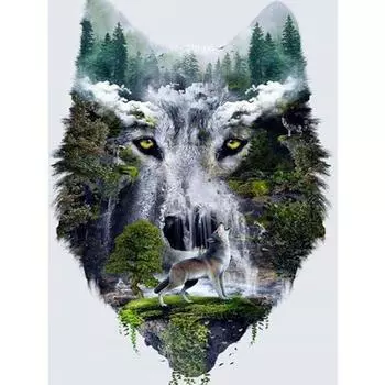 DIY Алмазная картина 5D Волк Алмазная художественная вышивка Водопад Пейзаж Мозаика Домашний декор Full Round 20X30CM