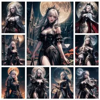 Diy Алмазная картина Аниме Красота Девушка Пейзаж Полный дрель Алмазная вышивка Ручная работа Наборы для вышивки крестом Full Round 20x30CM