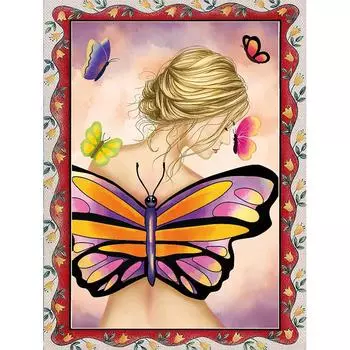 DIY Алмазная картина Бабочка Назад Набор для вышивки крестом Мозаика Искусство Алмазная картина Полный круг/Квадратный алмаз Украшение дома Round 20x30cm