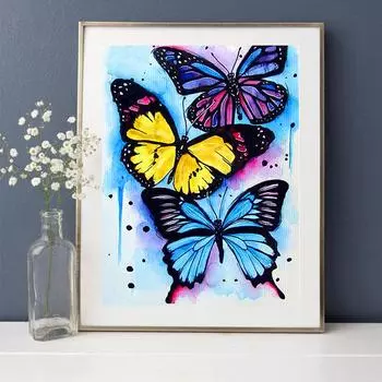DIY Алмазная картина Бабочка Вышивка Животное Холст Абстрактная мозаика Алмазное искусство Ручная работа Домашний декор 30*40cm/11.8*15.7in