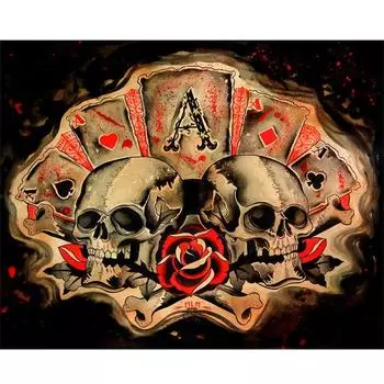 Diy Алмазная картина Череп Цветок Значок Полный 3d Алмазная вышивка Крестом Горный хрусталь Домашний декор 20X30CM