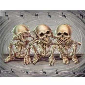 DIY Алмазная картина Череп Значок 5D Алмазная вышивка Художественная картина Картина Вышивка крестом Домашний декор 20X30CM