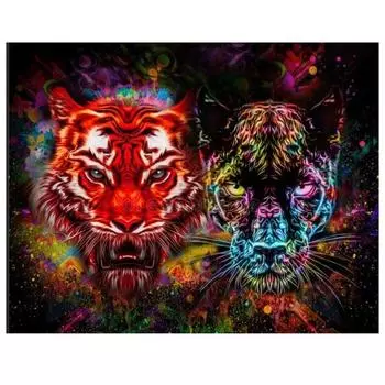 DIY Алмазная картина Цвет Тигр и Леопард Полная вышивка Алмазная картина 20X30CM