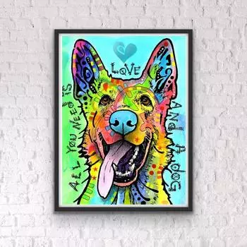 DIY Алмазная картина Цветная собака Набор для вышивки крестом Мозаика Искусство Алмазная картина Полный круг/Квадратный алмаз Украшение дома Round 20x30cm