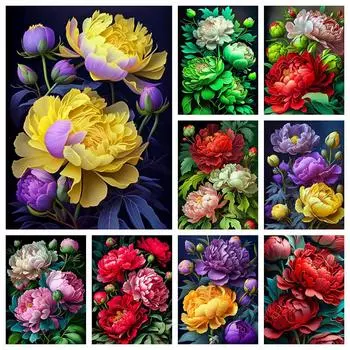 DIY Алмазная картина Цветной пион Вышивка Мозаика Цветок Вышивка крестом Алмазная вышивка На Распродаже Подарок ручной работы Full Round 20X30CM