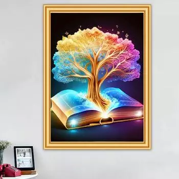 DIY Алмазная картина Цветные деревья Книга Вышивка крестом Полный комплект Алмазное искусство Ручная работа Хобби Домашний декор 30*40cm/11.8*15.7in