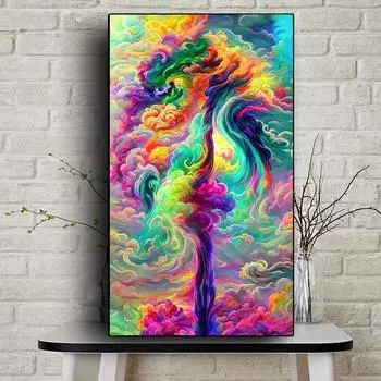 DIY Алмазная картина Цветные облака Набор для вышивки крестом Мозаика Искусство Алмазная картина Полный круг/Квадратный алмаз Украшение дома Round 20x30cm