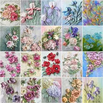 DIY Алмазная картина Цветочный комплект Алмазная художественная мозаика Алмазная вышивка Полный круглый дрель Украшения для дома Full Round 20x25CM