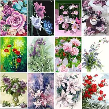 DIY Алмазная картина Цветочный комплект Алмазная художественная мозаика Алмазная вышивка Полный круглый дрель Домашний настенный декор Full Round 20x25CM