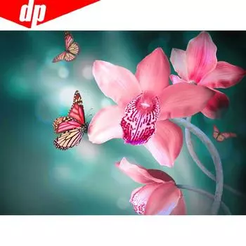DIY Алмазная Картина Цветок И Бабочка Вышивка Распродажа Фотографии Стразы 20X30
