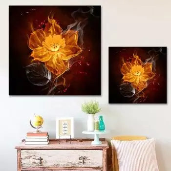 DIY Алмазная картина Цветок Огонь из стразов Вышивка крестиком Полный круглый алмаз Вышивка Картинки 30x30CM