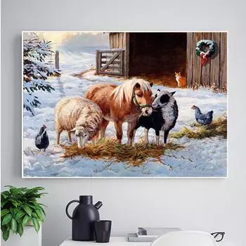 Diy Алмазная картина Фермерский дом Алмазная вышивка Крестом Горный хрусталь 20X30CM