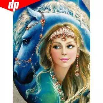 DIY Алмазная картина Красивая девушка Полный круглый алмаз вышивка крестиком 20X30CM