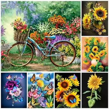 DIY Алмазная картина Красивые цветы Набор для вышивки крестом Мозаичное искусство Алмазная картина Полный круг Алмазное украшение для дома Round 30x40cm