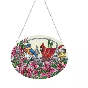 DIY Алмазная картина Красивые украшения для дома 5D Кардинал Птица Алмазная картина Подвесной знак