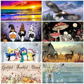 DIY Алмазная картина Красивый вид Картина Вышивка крестом Набор Мозаика Искусство Алмазная картина Полный круг Алмазное украшение для дома Round 40x50cm