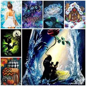 DIY Алмазная картина Красивый вид Картина Вышивка крестом Набор Мозаика Искусство Алмазная картина Полный круг Алмазное украшение для дома Round 40x50cm