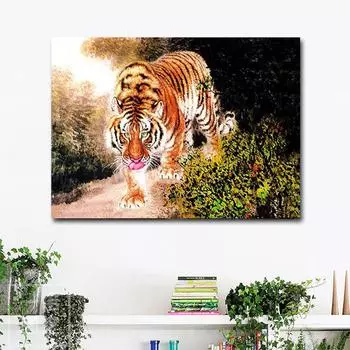 Сделай сам Алмазная картина Вышивка крестом Пейзаж Смола Алмазная вышивка Алмазная мозаика Рукоделие Тигр 20X30CM