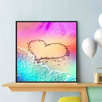 DIY Алмазная картина «Любовь на пляже» Набор для вышивки крестом Мозаика Искусство Алмазная картина Полный круг/Квадратный алмаз Украшение дома Round 25x25cm