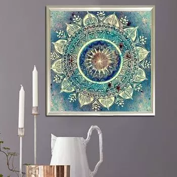 DIY Алмазная картина Мандала Набор для вышивки крестом Мозаика Искусство Алмазная картина Полный круг/Квадратный алмаз Украшение дома Round 25x25cm