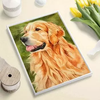 DIY Алмазная картина Милая собака Набор для вышивки крестом Мозаика Искусство Алмазная картина Полный круг/Квадратный алмаз Украшение дома Round 20x30cm