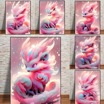 DIY Алмазная картина Милый дракончик Полная Алмазная мозаика Мультфильм Животное Вышивка Крестом Ручная работа Водное Алмазное Украшение Full Round 20x30CM