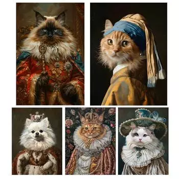 DIY Алмазная картина Мультфильм Кот и Собака 5D Искусственная Алмазная Мозаика Вышивка Животное Инкрустация Водный Алмаз Домашнее Украшение Full Round 20x30CM