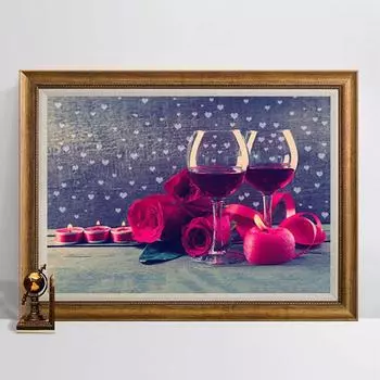 Diy Алмазная картина Мультфильм Пейзаж Красное вино и роза Вышивка крестиком Алмазная мозаика Алмазная вышивка 20X30CM