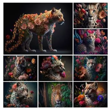 Diy Алмазная картина Новые поступления Дикие животные Тигр Леопард Цветок Полный квадратный круглый дрель Горный хрусталь Вышивка Мозаика Наборы для вышивки крестом FG1796 Square drill 30x40cm белый
