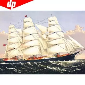 DIY Алмазная картина Парусник Полный Круглый Алмазная Мозаика Вышивка Крестом Вышивка Горный Хрусталь Изображение 20X30CM