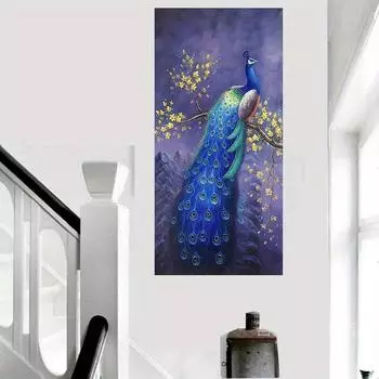 DIY Алмазная картина Павлин Набор для вышивки крестом Мозаика Искусство Алмазная картина Полный круг/Квадратный алмаз Украшение дома Round 30x80cm