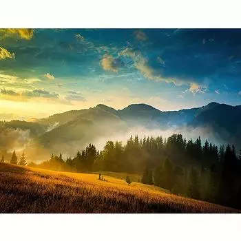 DIY Алмазная картина Пейзаж Алмазная вышивка Гора Полный круглый алмаз Украшение дома 30x40 см/12x16 дюймов 30x40cm NO Frame