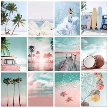 DIY Алмазная картина Пляжная мозаика Полный круг/квадрат Кокосовая пальма вышивка набор для рукоделия Стразы украшения дома картинки 21*30cm No Frame