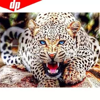 DIY Алмазная картина Полный дисплей Тигр Алмазная вышивка Полная круглая мозаичная картина 20X30CM