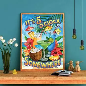 DIY Алмазная картина Приморский курорт Набор для вышивки крестом Мозаика Искусство Алмазная картина Полный круг/Квадратный алмаз Украшение дома Round 20x30cm