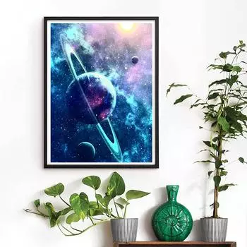 DIY Алмазная картина «Синяя Вселенная» Набор для вышивки крестом Мозаика Искусство Алмазная картина Полный круг/Квадратный алмаз Украшение дома Round 20x30cm