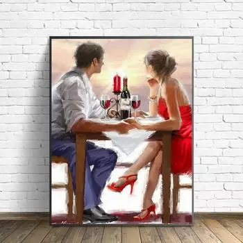 DIY Алмазная картина «Сладкая дата», набор для вышивки крестом, мозаика, алмазная живопись, полный круг/квадратный алмаз, украшение для дома Round 20x30cm