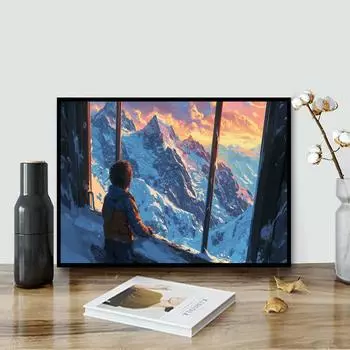 DIY Алмазная картина Снежная сцена за окном Набор для вышивки крестом Мозаика Искусство Алмазная картина Полный круг/Квадратный алмаз Украшение дома Round 20x30cm